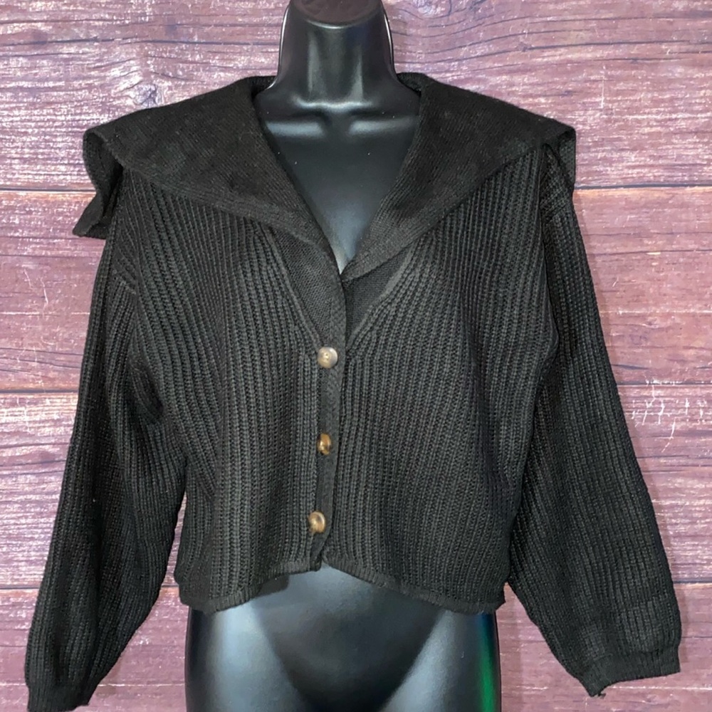 Black Knit Button Down Cardigan